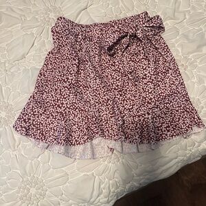 Red and White Tie Front Skater Mini Skirt